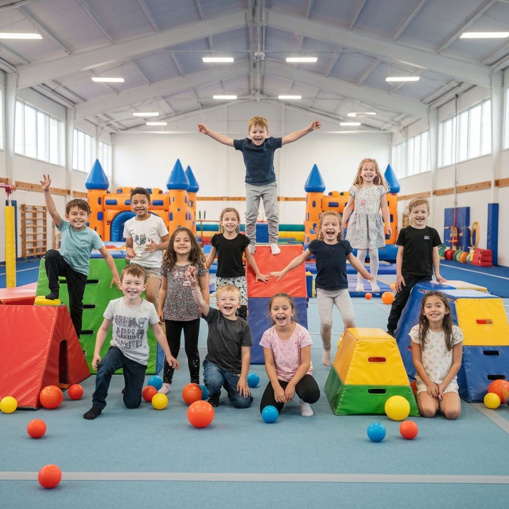 Kinderen spelen met gymtoestellen