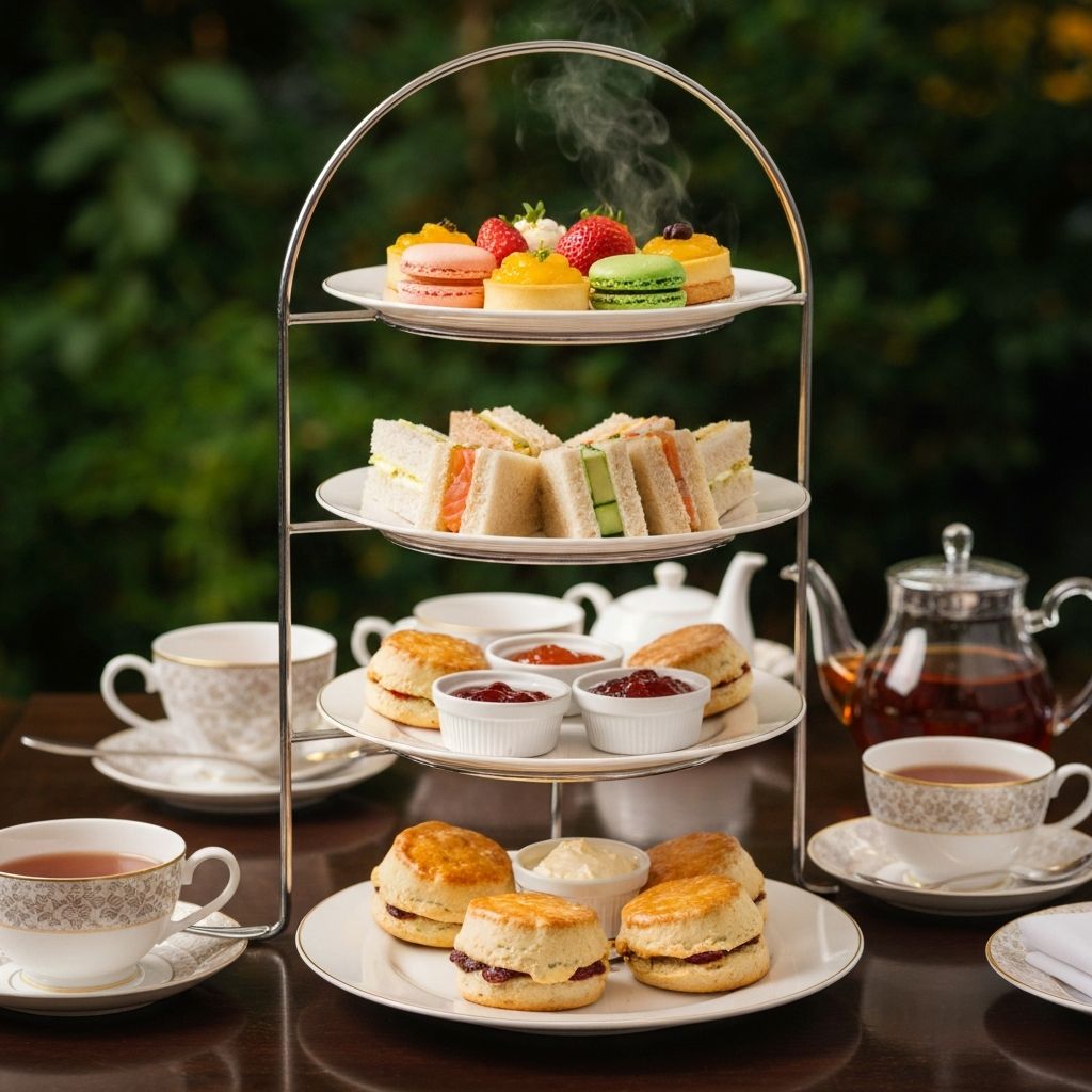 High tea met gebak en sandwiches