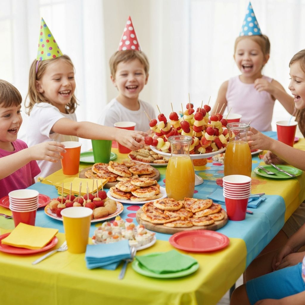 Feesttafel met hapjes voor kinderfeestje